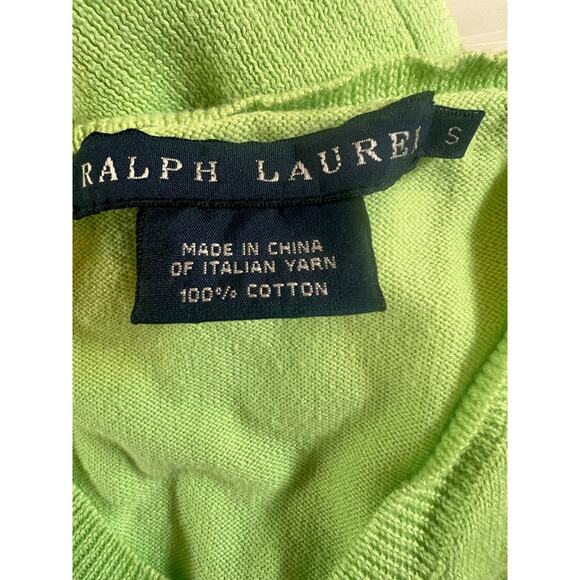 Ralph Lauren Lightweight Knitted Lime Green Sweater With An Orange Embroidery - Picture 3 of 3
